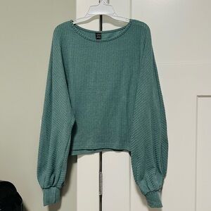 SHEIN Ribbed Teal Knit Top